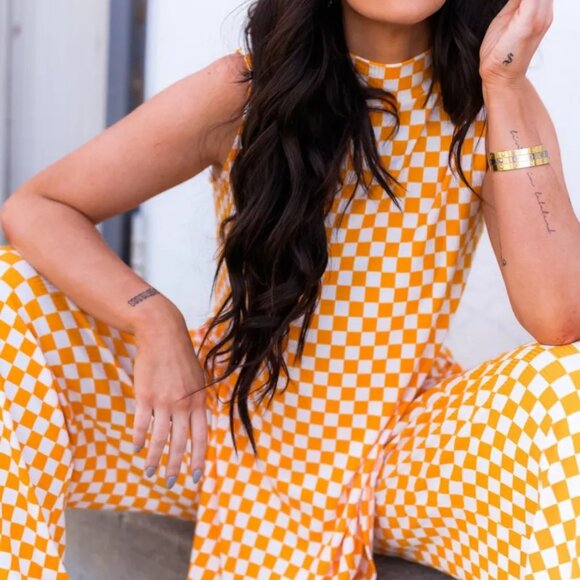 Gigi Sleeveless Ribbed Playsuit in Sunshine - Picture 2 of 6